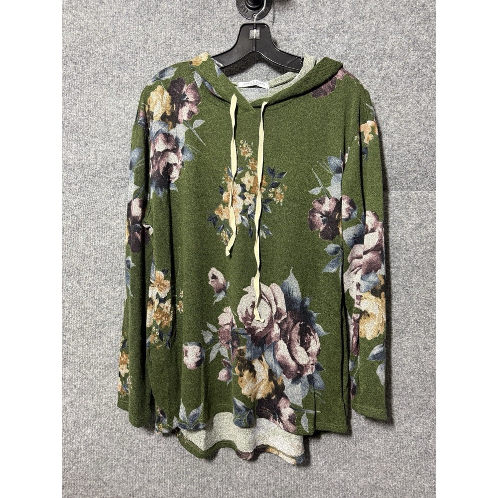 Chris & Carol Medium Floral Stretch Top Blouse Boutique Long Sleeve Soft Q16